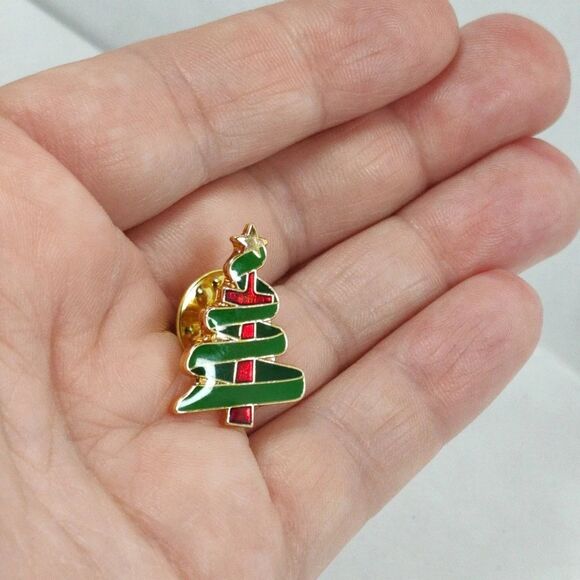 Lot of 4 Christmas Brooches Santa Claus Snowman Poinsettia Christmas Tree Used - Picture 4 of 13